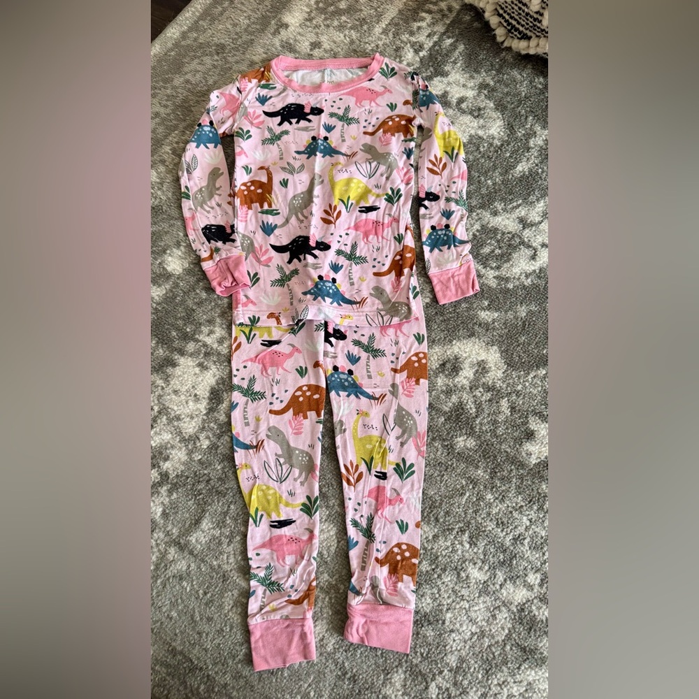 Little Sleepies Pink Dinosaur Print One-Piece Pajama Set